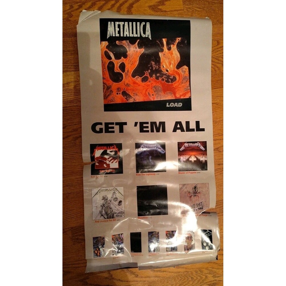 METALLICA "LOAD - GET 'EM ALL" 2-SIDED U.S. PROMO POSTER - Album Covers &...